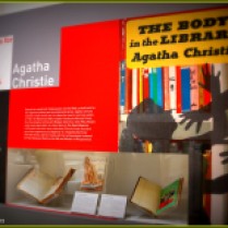 'A' is for Agatha Christie at the Crime Exhibition at British Library in 2013 featuring the history of crime literature with a host of crime novelists that matter. Also a display of Sir Arthur Conan Doyle's manuscript.
